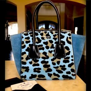 PRADA Cavallino Scamo Mare Ostrich Leopa Hot Trend